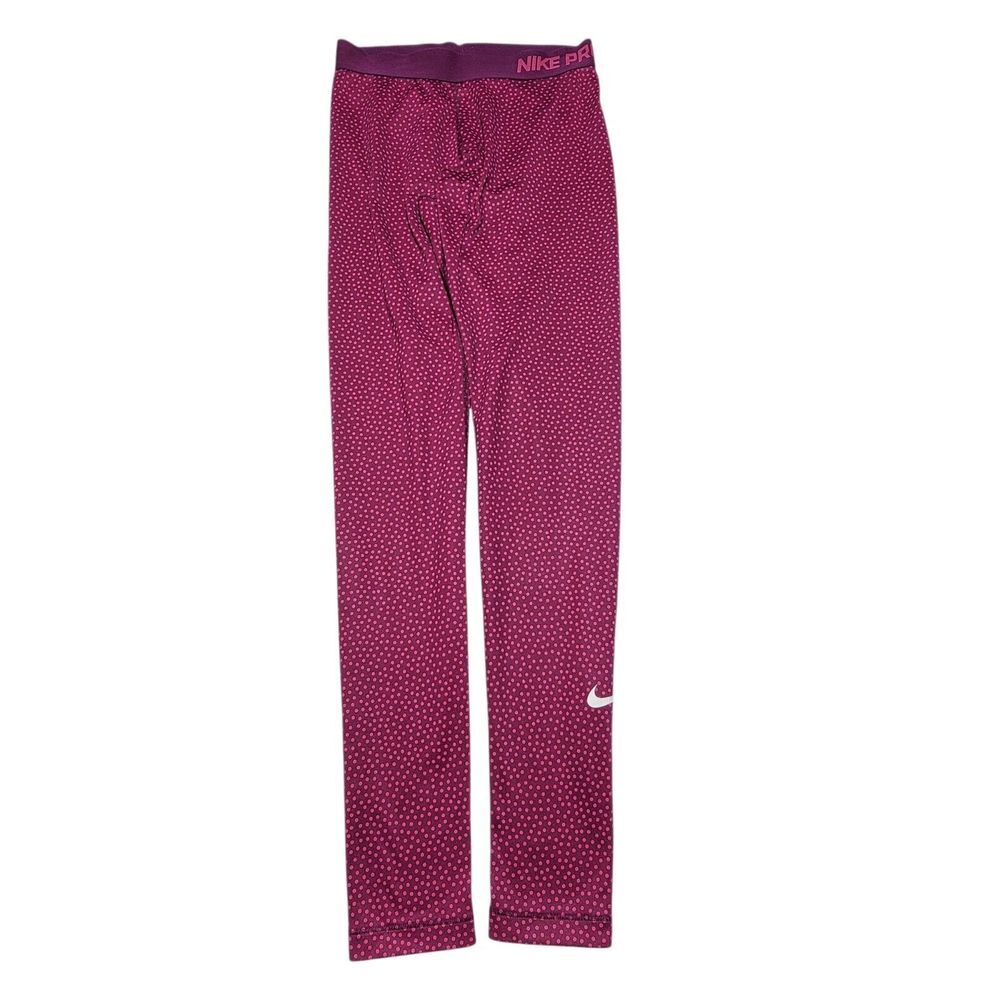 Nike Pro Womens Size S‎ Full Length Compression Tights Pink  Purple Polka Dot